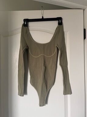 Free People Sage Long Sleeve Scoop Neck Ribbed Bodysuit